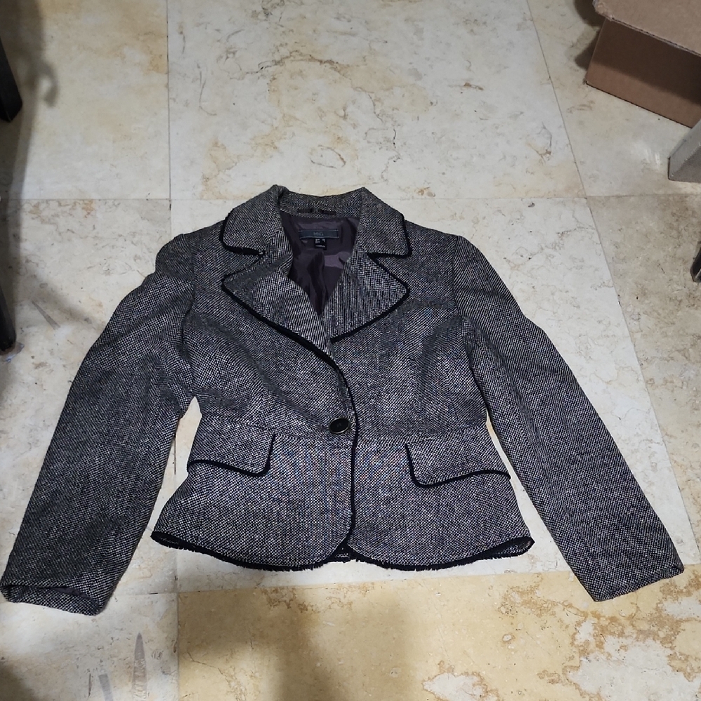 Mango Charcoal Tweed Blazer